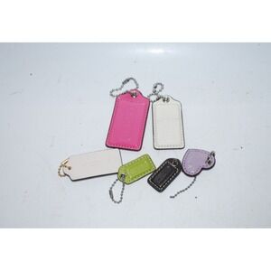 Coach Replacement Hang Tag Lot of 6 Leather Key Tags Green Pink